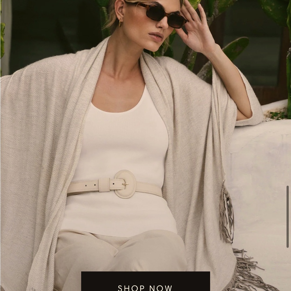 LA LO LA LIGHT BROWN CASHMERE SHAWL WITH FRINGE